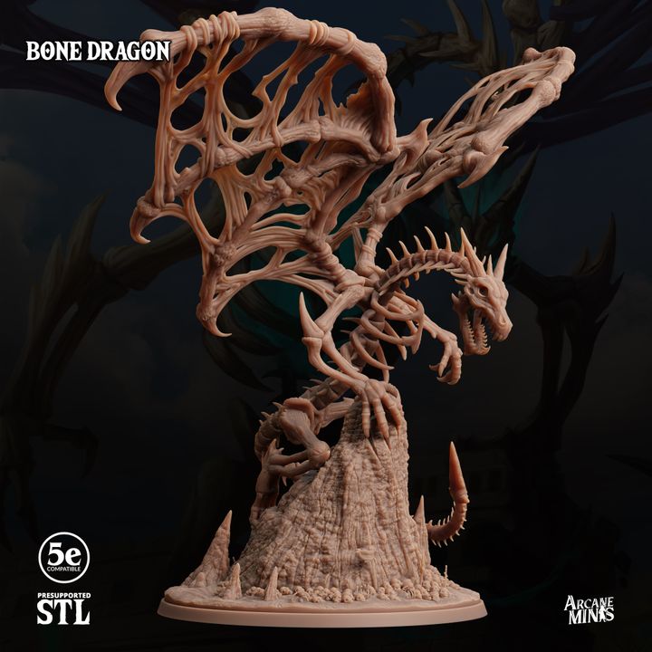Bone Dragon - Perched (100mm Base)