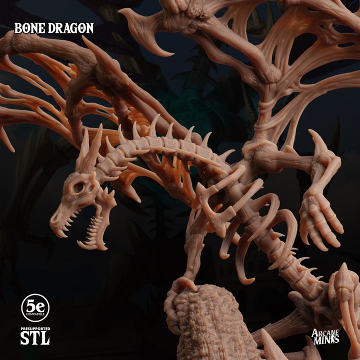Bone Dragon - Perched (100mm Base)