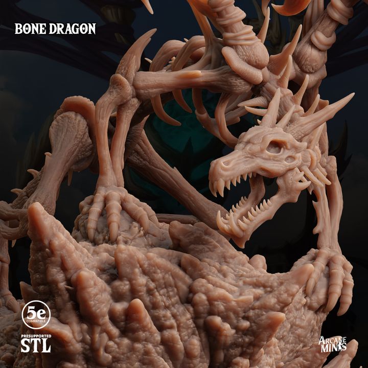 Bone Dragon - Perched (100mm Base)