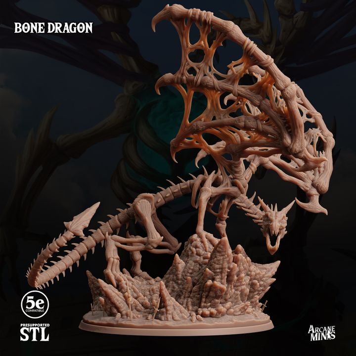 Bone Dragon - Perched (100mm Base)