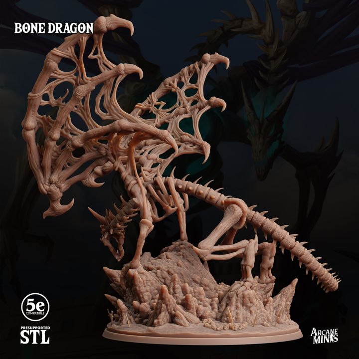 Bone Dragon - Perched (100mm Base)