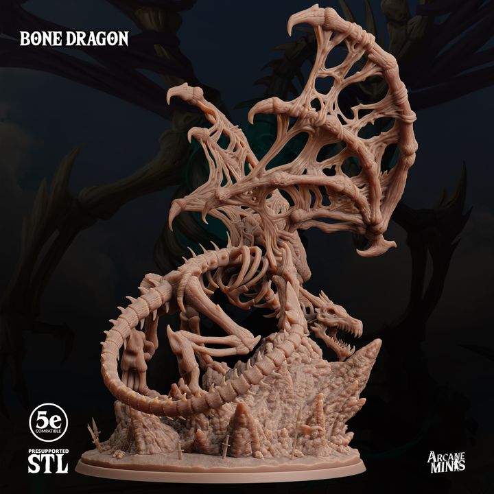 Bone Dragon - Perched (100mm Base)