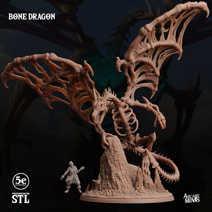 Bone Dragon - Perched (100mm Base)