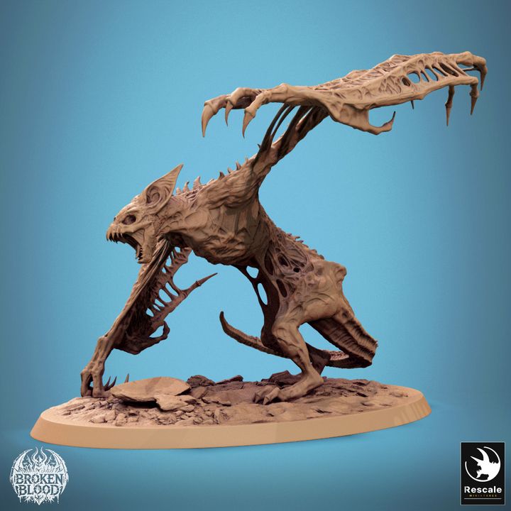 Dabeath Bat Attack - Mounted (75mm x 42 Base)