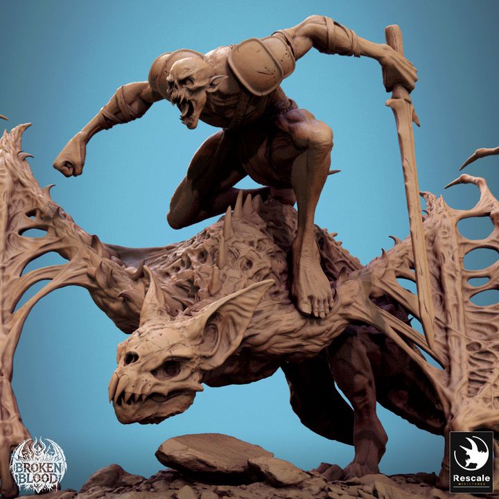 Collection Dabeath Bat Mounted Monstrous Beasts | Huge | Rescale Miniatures | D&D DnD Pathfinder Miniature