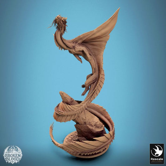 Gold Dragon Model Spiral Pose | Gargantuan | Rescale Miniatures | D&D DnD Pathfinder Miniature