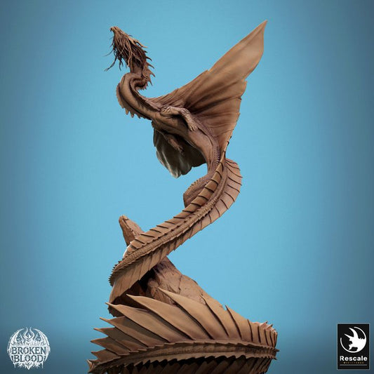 Gold Dragon Model Spiral Pose | Gargantuan | Rescale Miniatures | D&D DnD Pathfinder Miniature