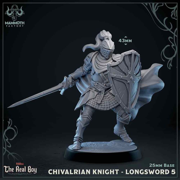 Knight Fighter Paladin Longsword | Medium | Mammoth Factory | D&D DnD Pathfinder Miniature