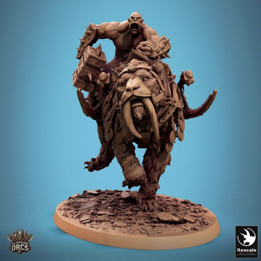 Saber-toothed Tiger Mounted - Pack (90mm Base)