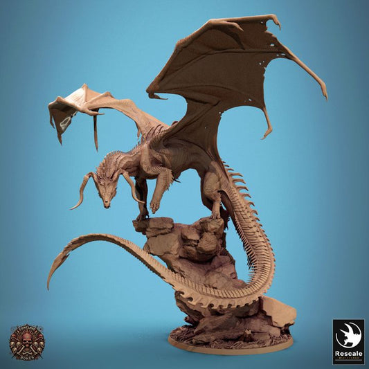 Chromatic Black Dragon - Perched (75mm Base)