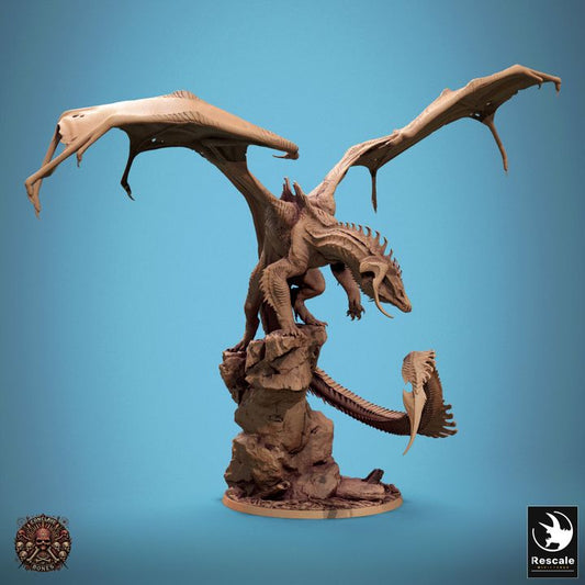 Chromatic Black Dragon - Perched (75mm Base)