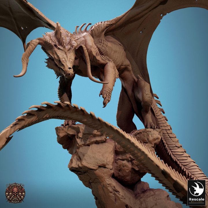 Chromatic Black Dragon - Perched (75mm Base)