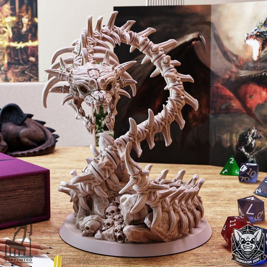 Bone Naga - Coiled (50mm Base)