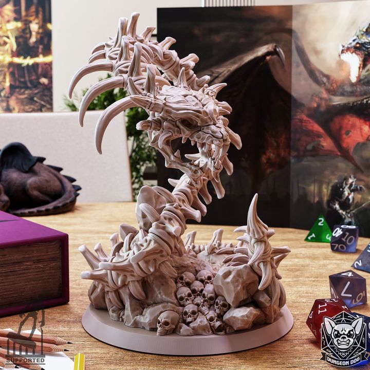 Bone Naga - Coiled (50mm Base)