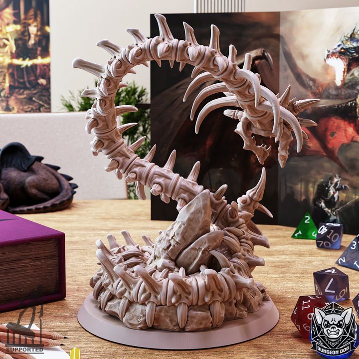 Bone Naga - Coiled (50mm Base)