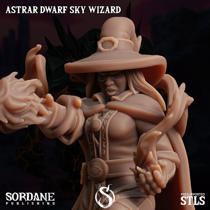 Dwarf Sky Wizard Spellcaster Elemental Mastery | Medium | Sordane Publishing | D&D DnD Pathfinder Miniature
