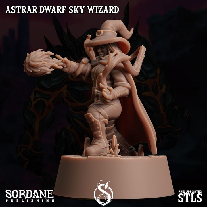 Dwarf Sky Wizard Spellcaster Elemental Mastery | Medium | Sordane Publishing | D&D DnD Pathfinder Miniature