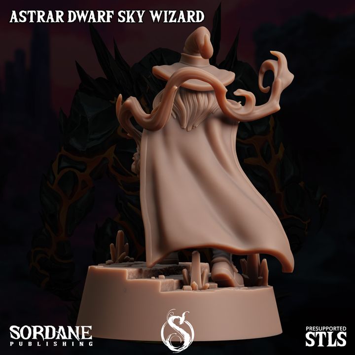 Dwarf Sky Wizard Spellcaster Elemental Mastery | Medium | Sordane Publishing | D&D DnD Pathfinder Miniature
