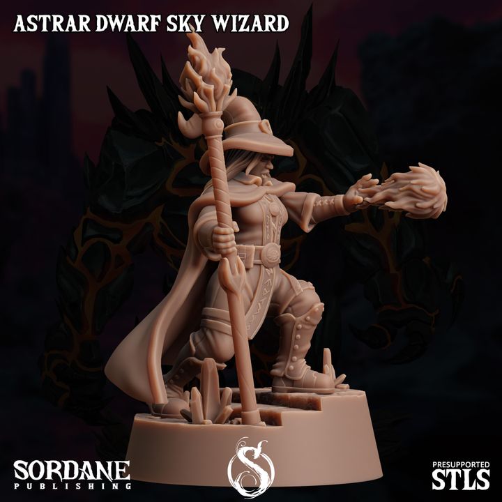 Dwarf Sky Wizard Spellcaster Elemental Mastery | Medium | Sordane Publishing | D&D DnD Pathfinder Miniature