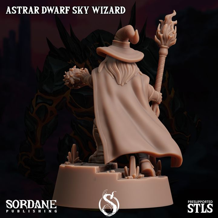Dwarf Sky Wizard Spellcaster Elemental Mastery | Medium | Sordane Publishing | D&D DnD Pathfinder Miniature