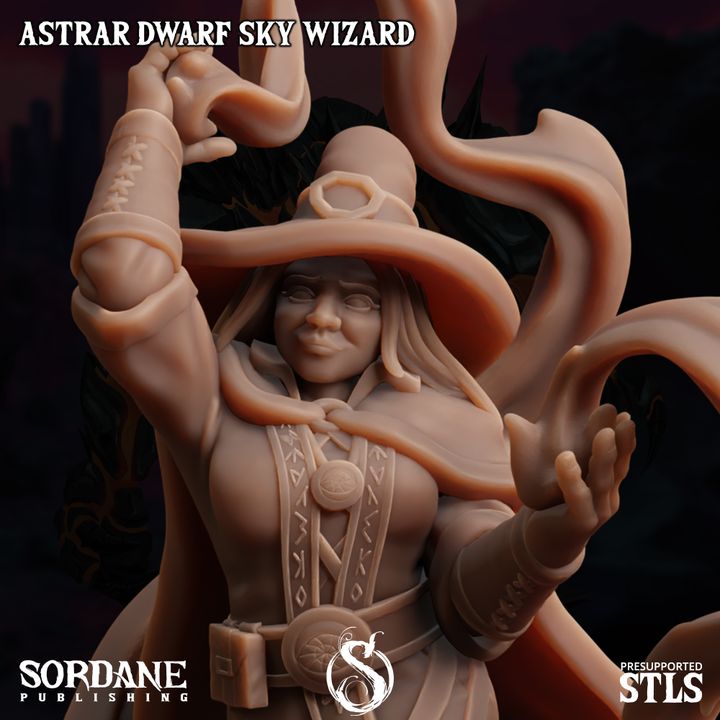 Dwarf Sky Wizard Spellcaster Elemental Mastery | Medium | Sordane Publishing | D&D DnD Pathfinder Miniature