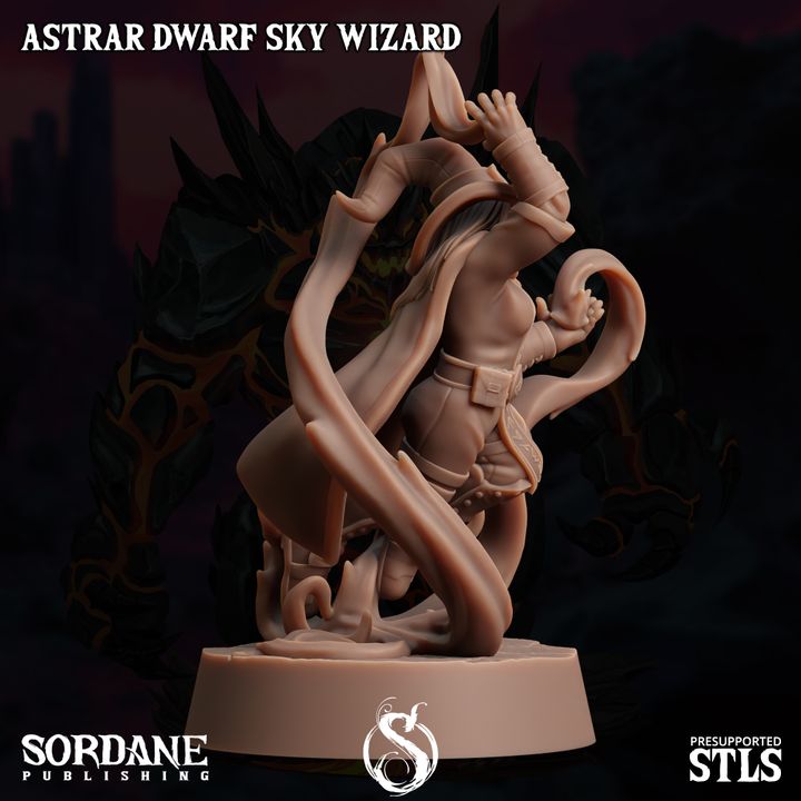 Dwarf Sky Wizard Spellcaster Elemental Mastery | Medium | Sordane Publishing | D&D DnD Pathfinder Miniature