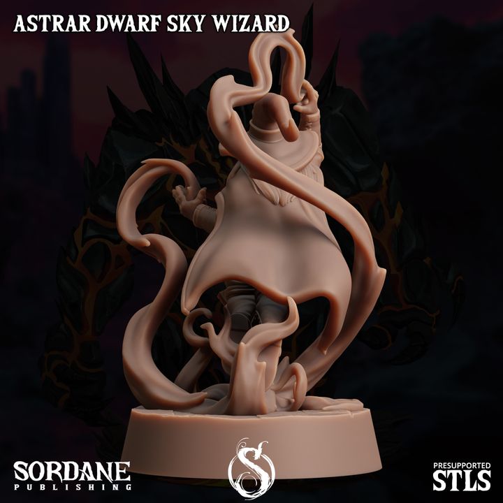Dwarf Sky Wizard Spellcaster Elemental Mastery | Medium | Sordane Publishing | D&D DnD Pathfinder Miniature