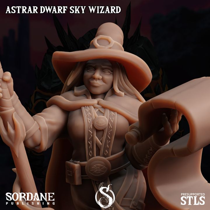 Dwarf Sky Wizard Spellcaster Elemental Mastery | Medium | Sordane Publishing | D&D DnD Pathfinder Miniature