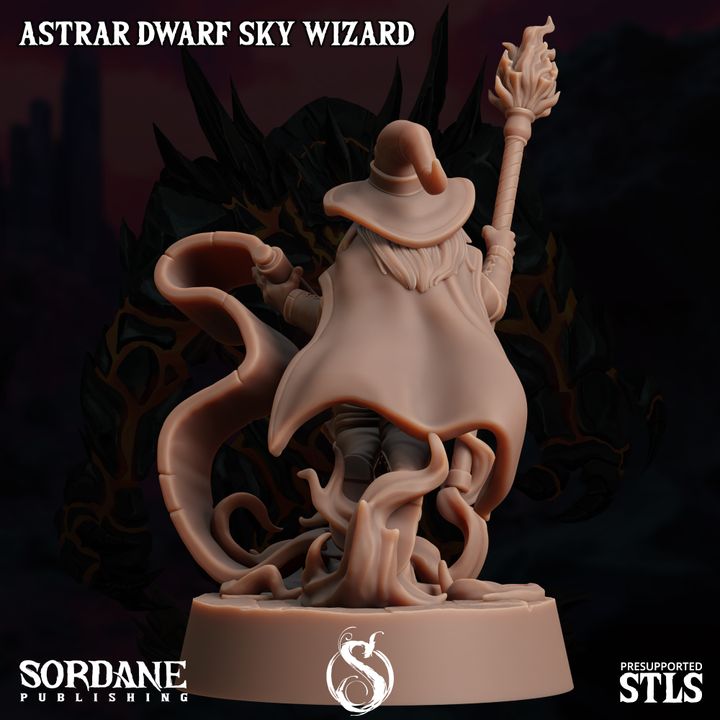 Dwarf Sky Wizard Spellcaster Elemental Mastery | Medium | Sordane Publishing | D&D DnD Pathfinder Miniature