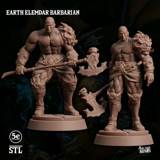 Earth Elemdar Barbarian - Stalwart (25mm Base)