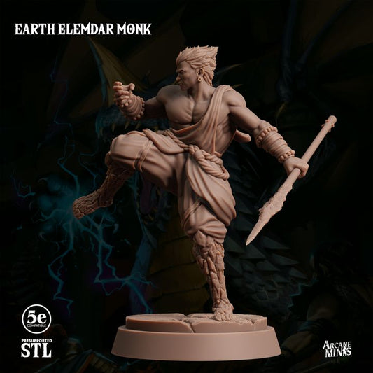Earth Elemdar Monk - Strike (25mm Base)