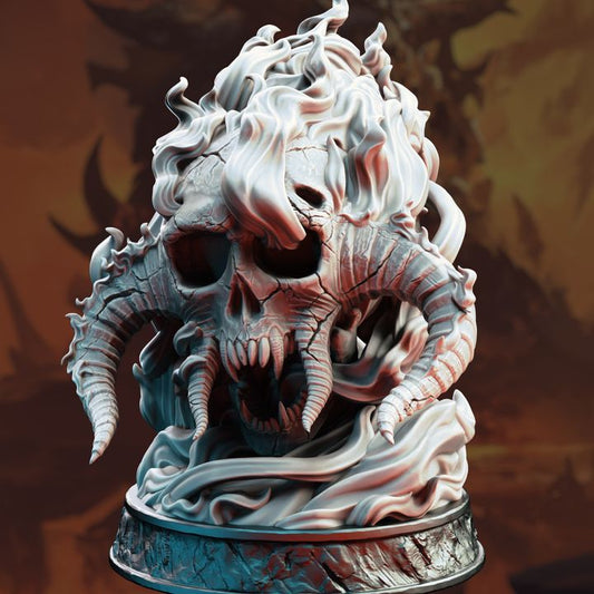 Giant Flaming Infernal Skull Demon | Large | DM Stash | D&D DnD Pathfinder Miniature