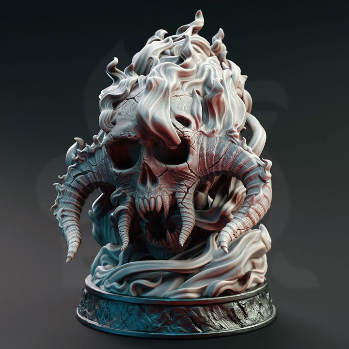 Giant Flaming Infernal Skull Demon | Large | DM Stash | D&D DnD Pathfinder Miniature