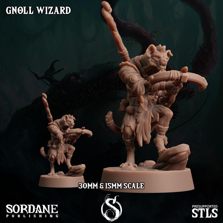 Gnoll Wizard Spellcaster Miniature | Medium | Sordane Publishing | D&D DnD Pathfinder