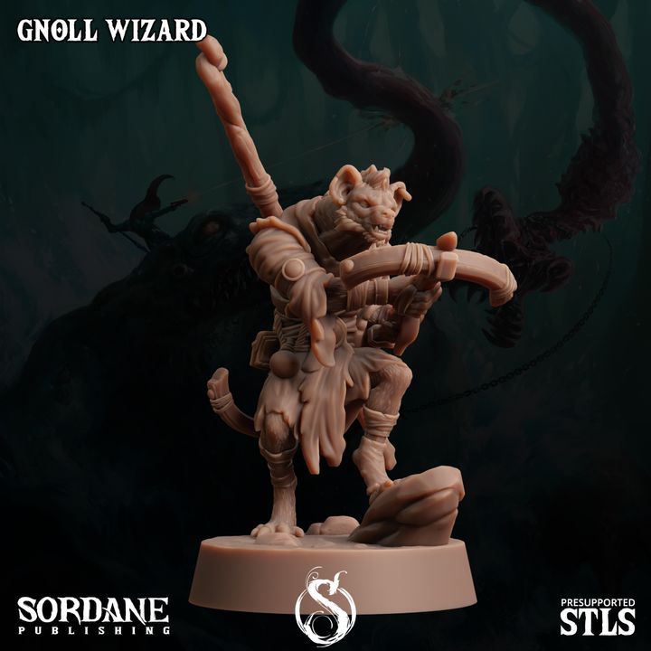 Gnoll Wizard Spellcaster Miniature | Medium | Sordane Publishing | D&D DnD Pathfinder