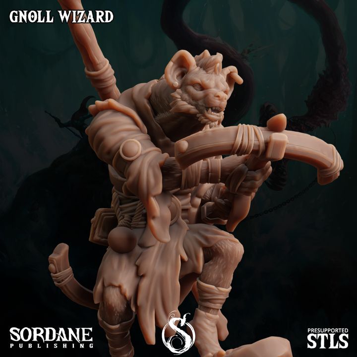 Gnoll Wizard Spellcaster Miniature | Medium | Sordane Publishing | D&D DnD Pathfinder