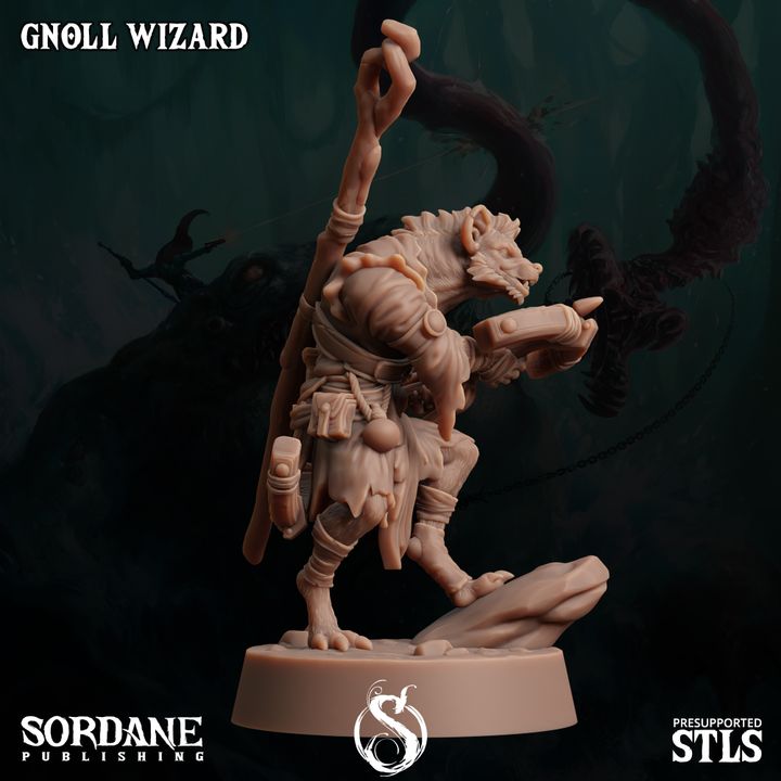 Gnoll Wizard Spellcaster Miniature | Medium | Sordane Publishing | D&D DnD Pathfinder