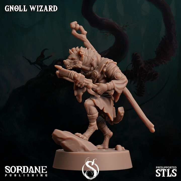 Gnoll Wizard Spellcaster Miniature | Medium | Sordane Publishing | D&D DnD Pathfinder