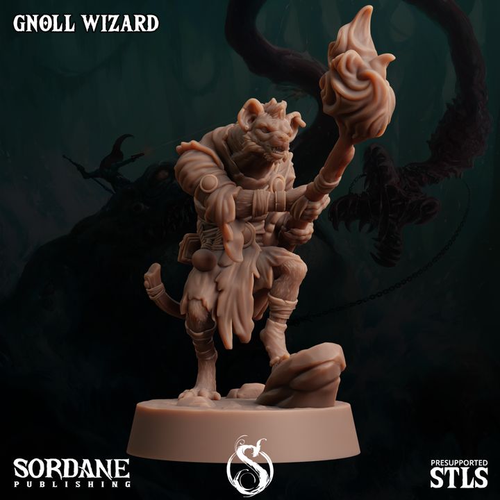 Gnoll Wizard Spellcaster Miniature | Medium | Sordane Publishing | D&D DnD Pathfinder