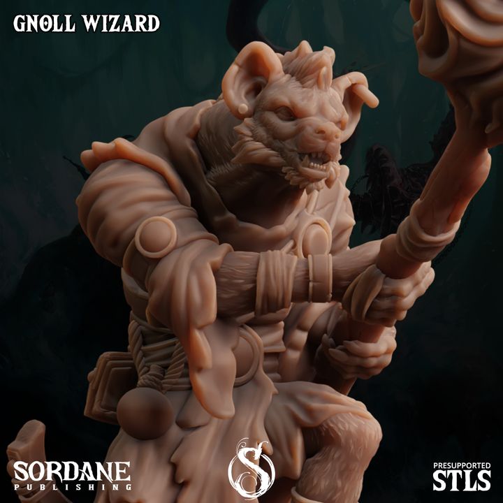 Gnoll Wizard Spellcaster Miniature | Medium | Sordane Publishing | D&D DnD Pathfinder