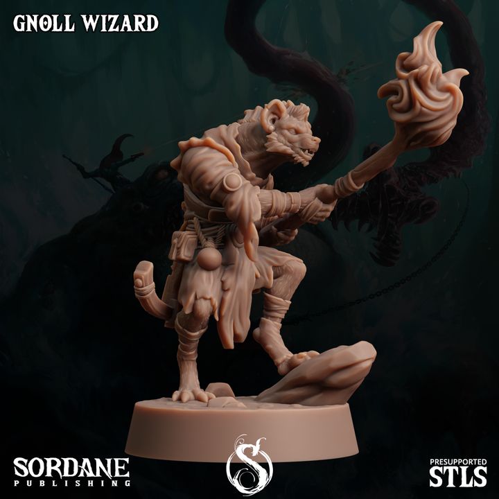 Gnoll Wizard Spellcaster Miniature | Medium | Sordane Publishing | D&D DnD Pathfinder