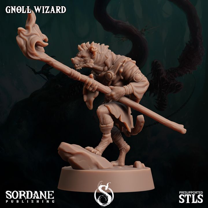 Gnoll Wizard Spellcaster Miniature | Medium | Sordane Publishing | D&D DnD Pathfinder
