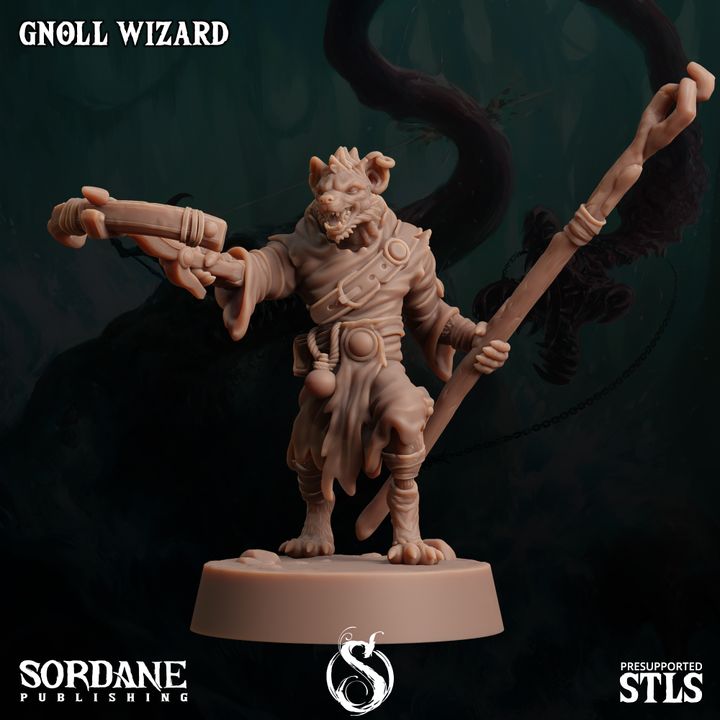 Gnoll Wizard Spellcaster Miniature | Medium | Sordane Publishing | D&D DnD Pathfinder