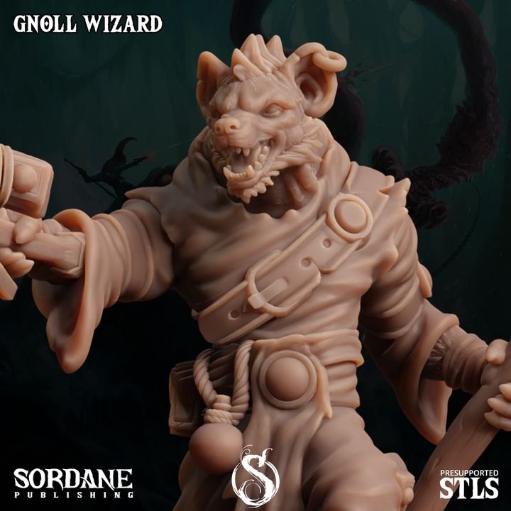 Gnoll Wizard Spellcaster Miniature | Medium | Sordane Publishing | D&D DnD Pathfinder
