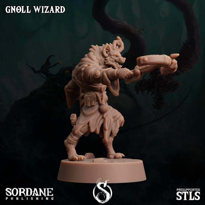 Gnoll Wizard Spellcaster Miniature | Medium | Sordane Publishing | D&D DnD Pathfinder