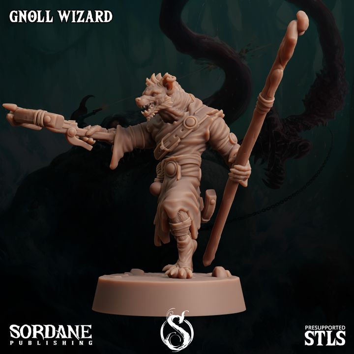 Gnoll Wizard Spellcaster Miniature | Medium | Sordane Publishing | D&D DnD Pathfinder
