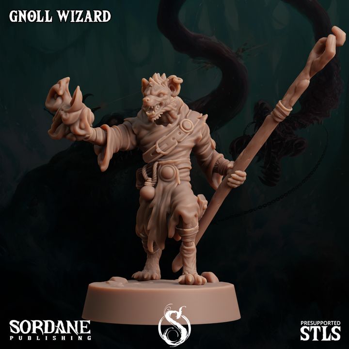 Gnoll Wizard Spellcaster Miniature | Medium | Sordane Publishing | D&D DnD Pathfinder