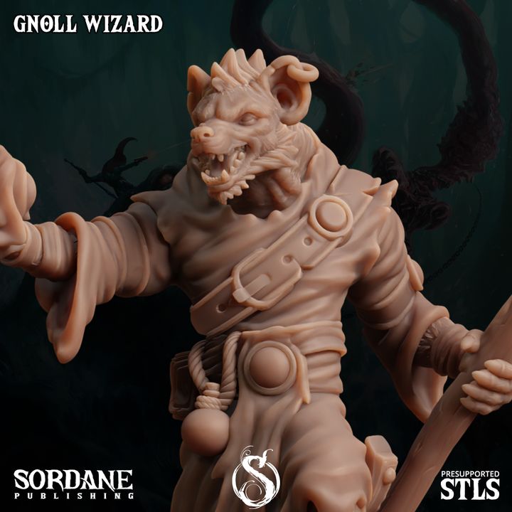 Gnoll Wizard Spellcaster Miniature | Medium | Sordane Publishing | D&D DnD Pathfinder