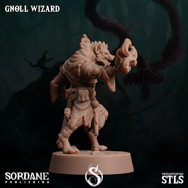 Gnoll Wizard Spellcaster Miniature | Medium | Sordane Publishing | D&D DnD Pathfinder