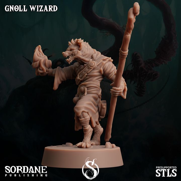 Gnoll Wizard Spellcaster Miniature | Medium | Sordane Publishing | D&D DnD Pathfinder